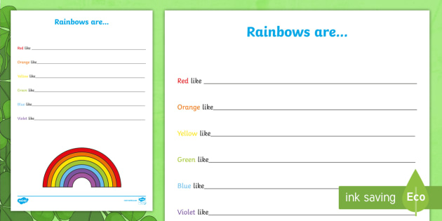 Colours of the Rainbow Writing Worksheet / Worksheet