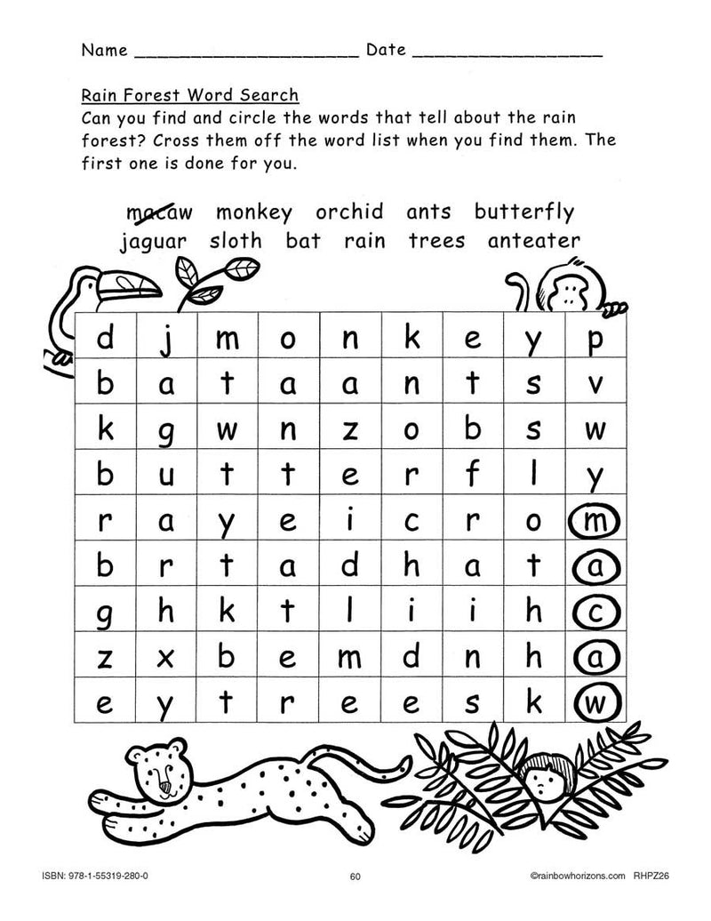Tropical Rainforest: Word Search - WORKSHEET - CLASSROOM COMPLETE ...