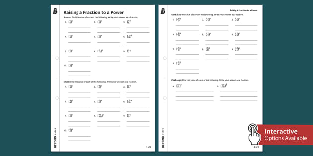 raising a power to a power worksheet
