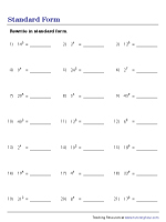 Exponents Worksheets