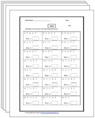 Mean, Median, Mode and Range Worksheets