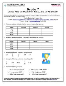 Ratios, Rates and Percentages Worksheet for 6th Grade | Lesson Planet