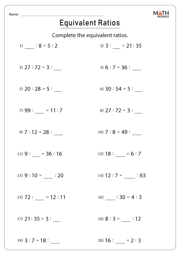 ratio activity worksheet answers