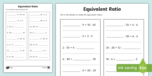 Equivalent Ratio Worksheet (teacher made) - Twinkl