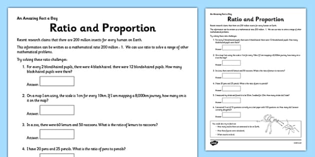 ratio and proportion printable worksheet