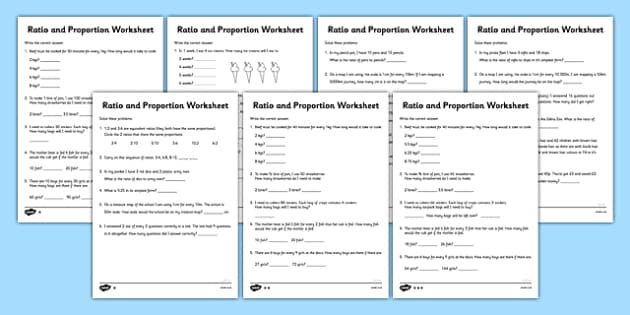 ratio and proportion worksheet 6th grade