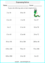 Printable ratio and Proportion worksheets for grade 5 and 6 math ...