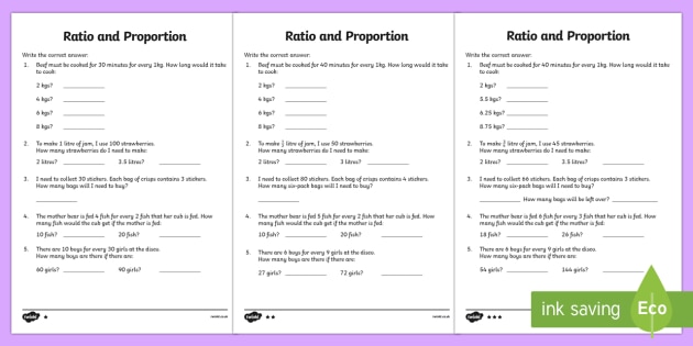 Proportion Differentiated and Ratio Worksheets - Twinkl