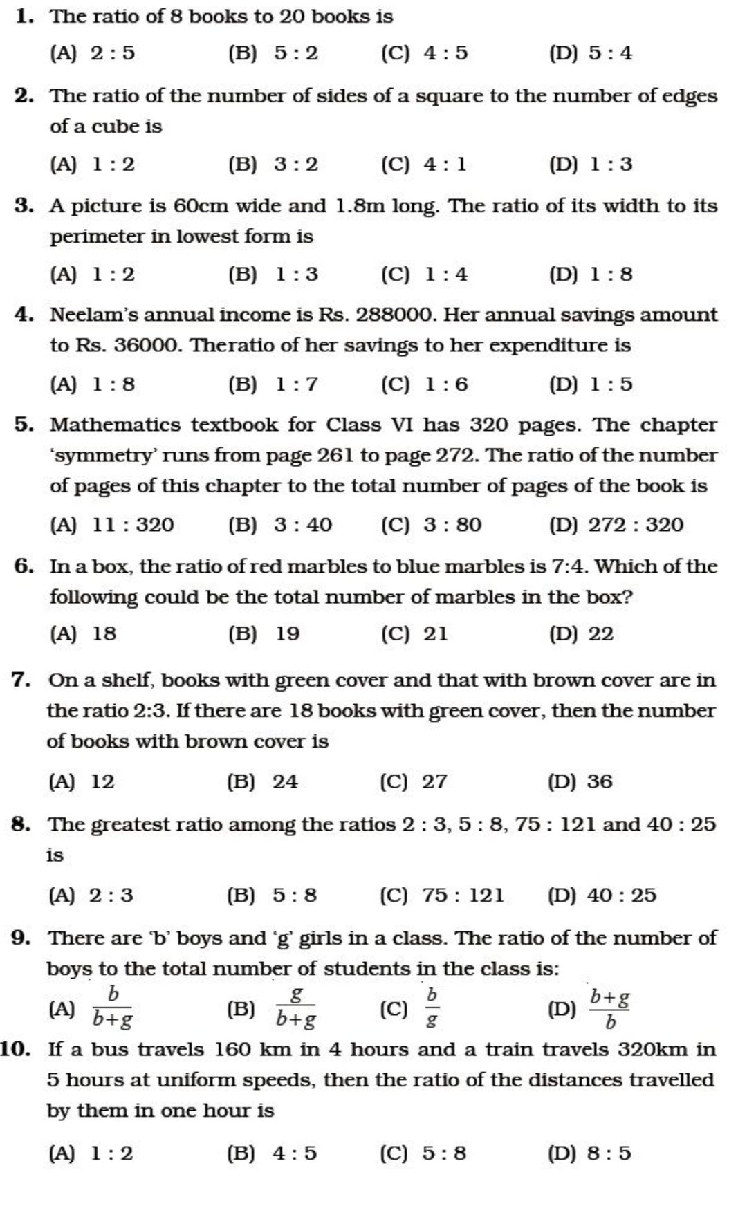 Ratio And Proportion Worksheet - All Subjects - Assignment - Teachmint