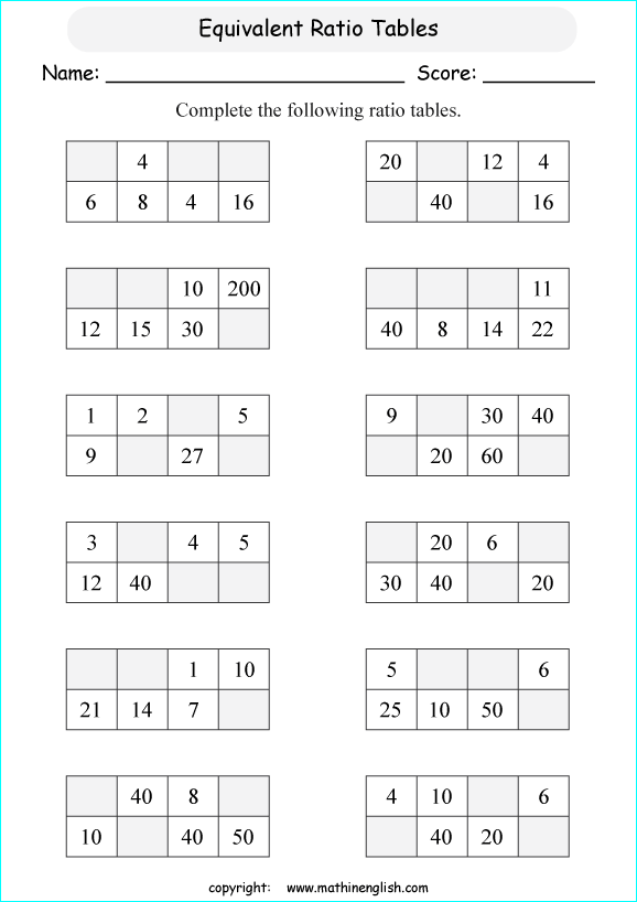 Printable primary math worksheet for math grades 1 to 6 based on ...