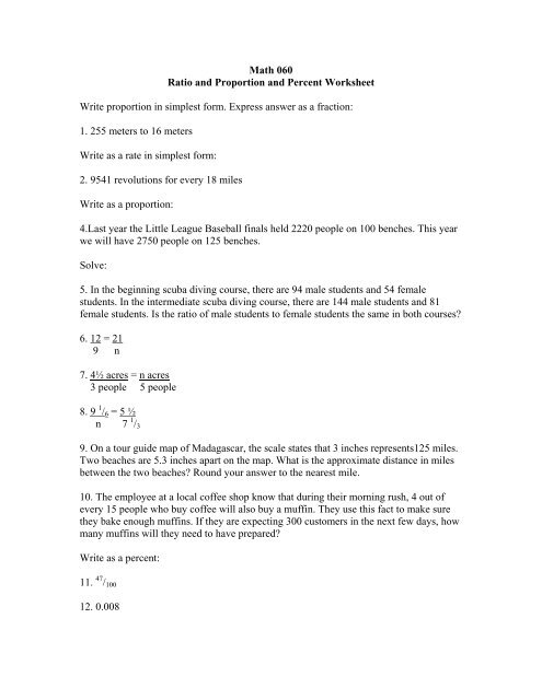 ratio proportion and percent worksheet
