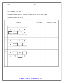 Ratio Tables Worksheets