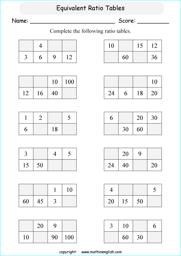 Printable primary math worksheet for math grades 1 to 6 based on ...