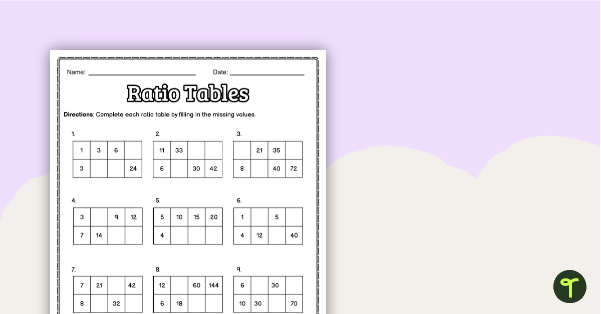 Ratio Tables Worksheets - Math Monks - Worksheets Library ratio-tables-worksheets-math-monks-worksheets-library