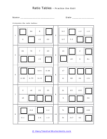 ratio tables worksheet