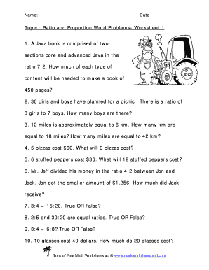 Ratio And Proportion Word Problems Worksheet With Answers Pdf 2020 ...