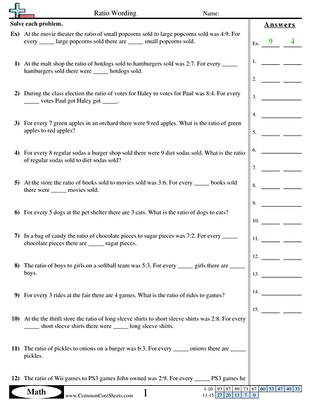 Ratio Worksheets | Free - Distance Learning, worksheets and more ...