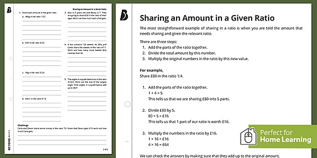 ratio worksheet with answers