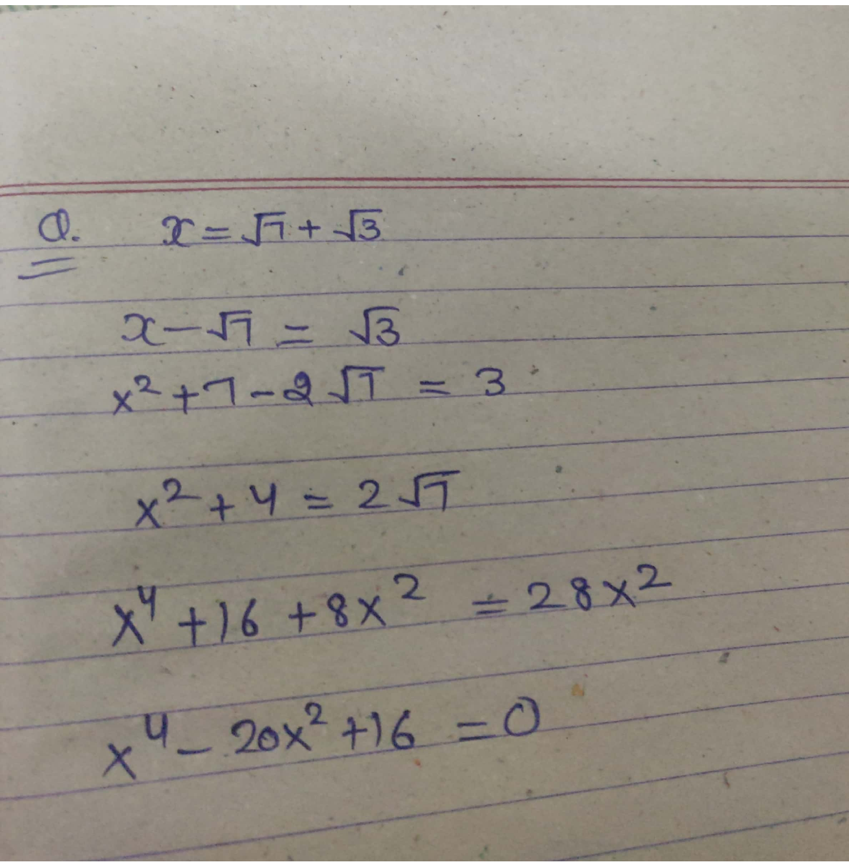 FIND A FOURTH DEGREE EQUATION WITH RATIONAL COEFFICIENTS, ONE OF ...