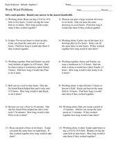 Work Word Problems Worksheet for 8th - 10th Grade | Lesson Planet
