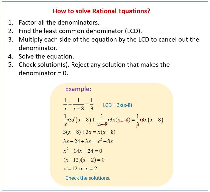 Solving Rational Equations (worksheets, solutions, examples ...