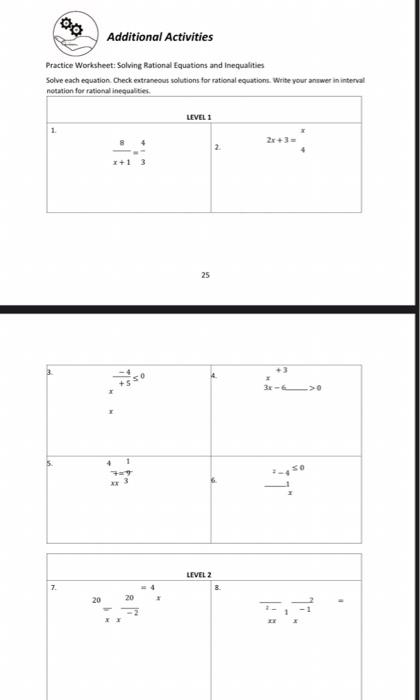 Solved 00 Additional Activities Practice Worksheet: Solving ...