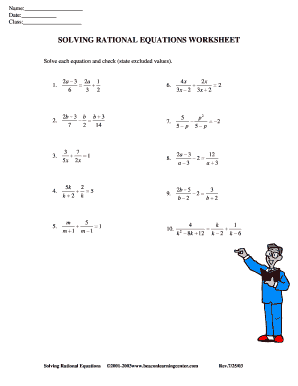 Solving Rational Equations Worksheet With Answers Pdf - Fill ...