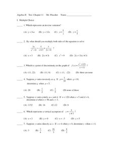 Rational Expressions/Equations Test Worksheet for 10th - 12th ...