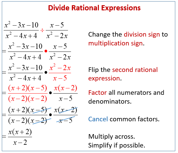 Dividing Rational Expressions (solutions, examples, videos)