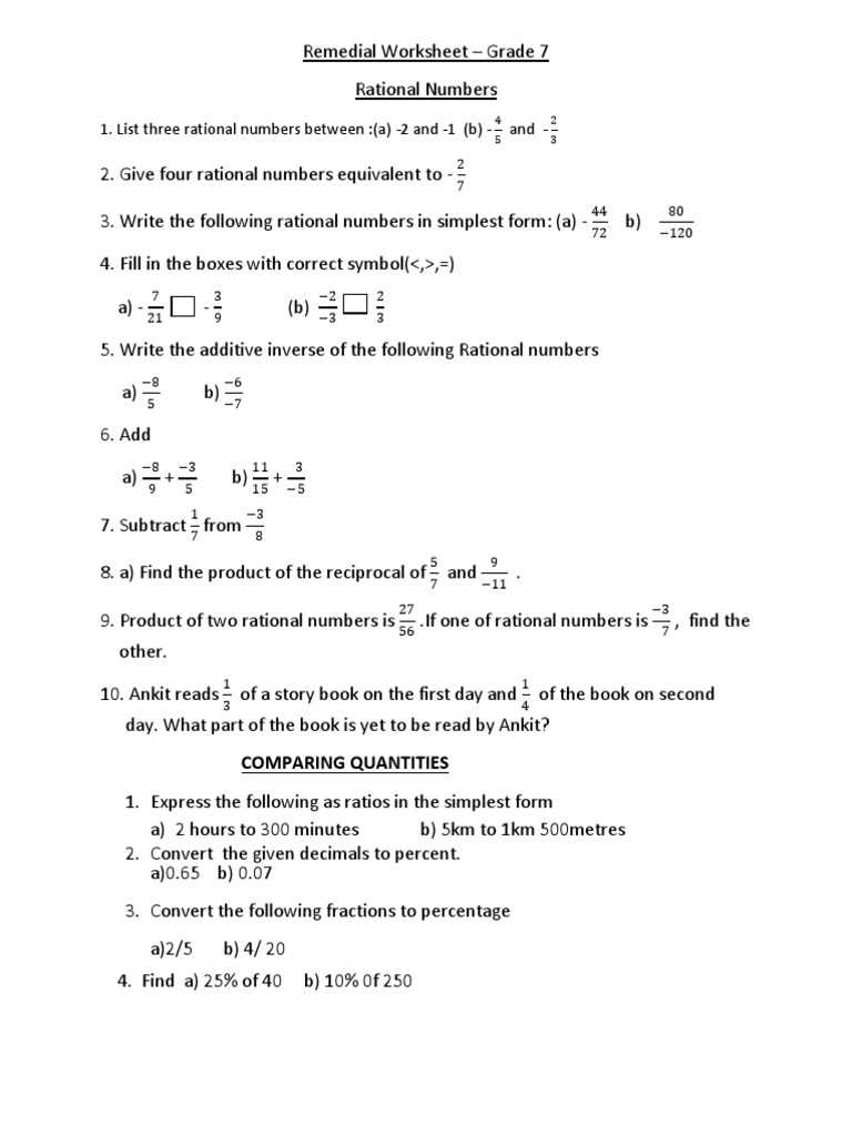 Revision Worksheets - Grade 7 | PDF | Triangle | Percentage ...