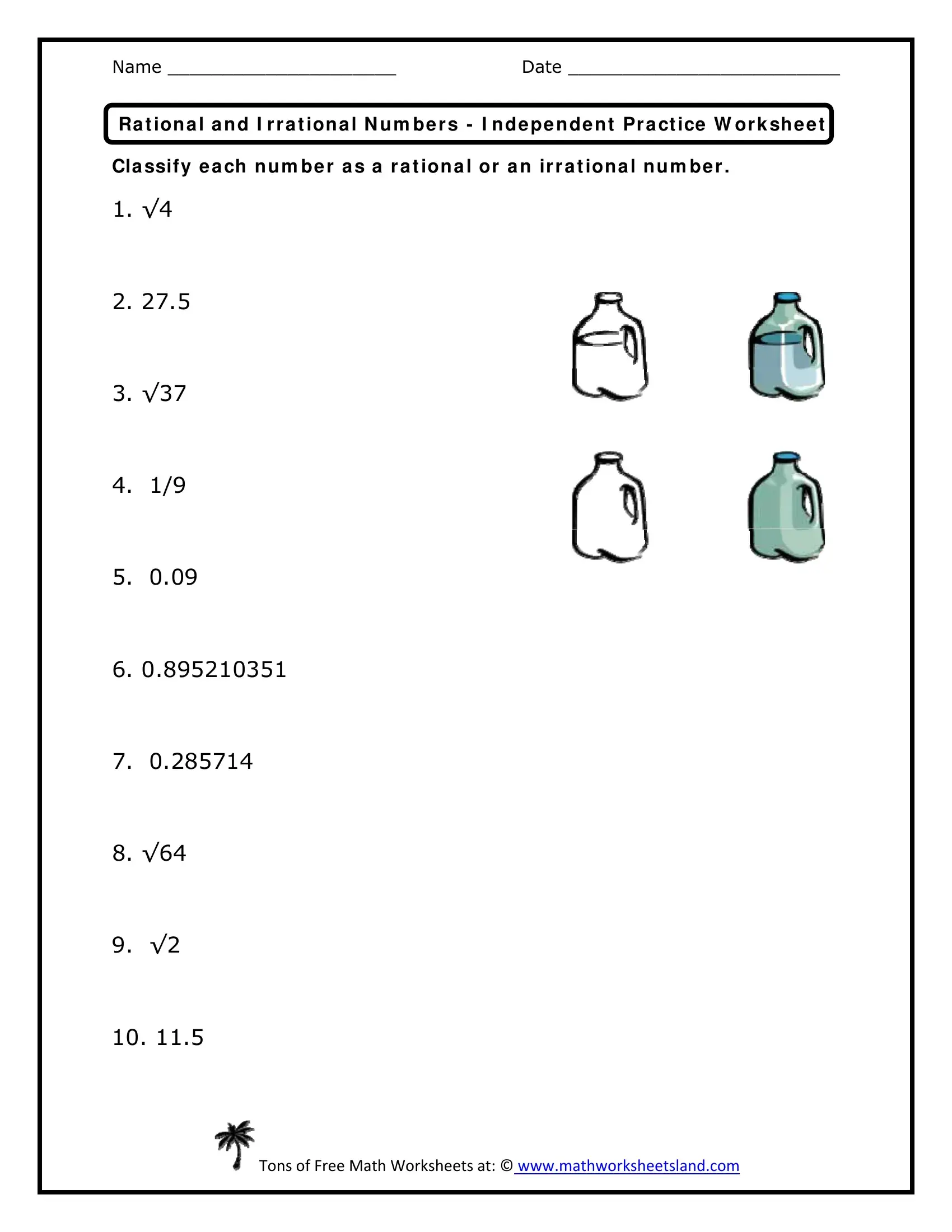 Rational Irrational Numbers PDF Form - FormsPal