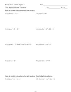 The Rational Root Theorem Worksheet for 11th Grade | Lesson Planet