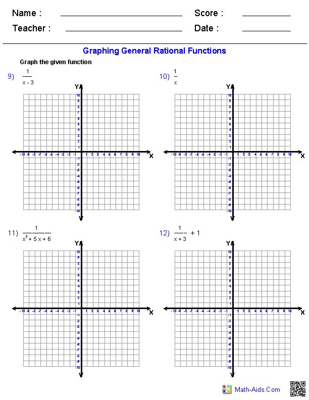 Algebra 2 Worksheets | Rational Expressions Worksheets