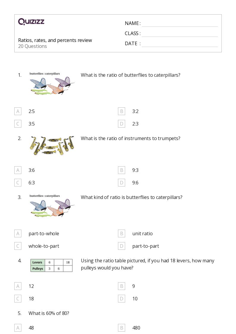 ratios and percents worksheet