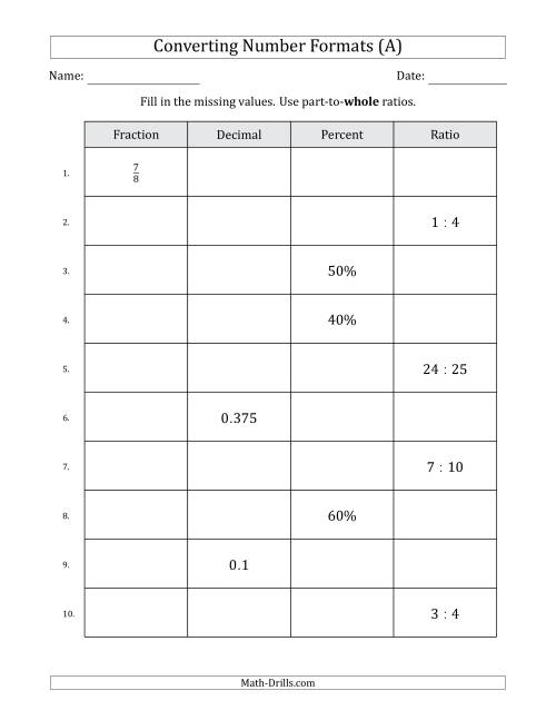 ratios and percents worksheet
