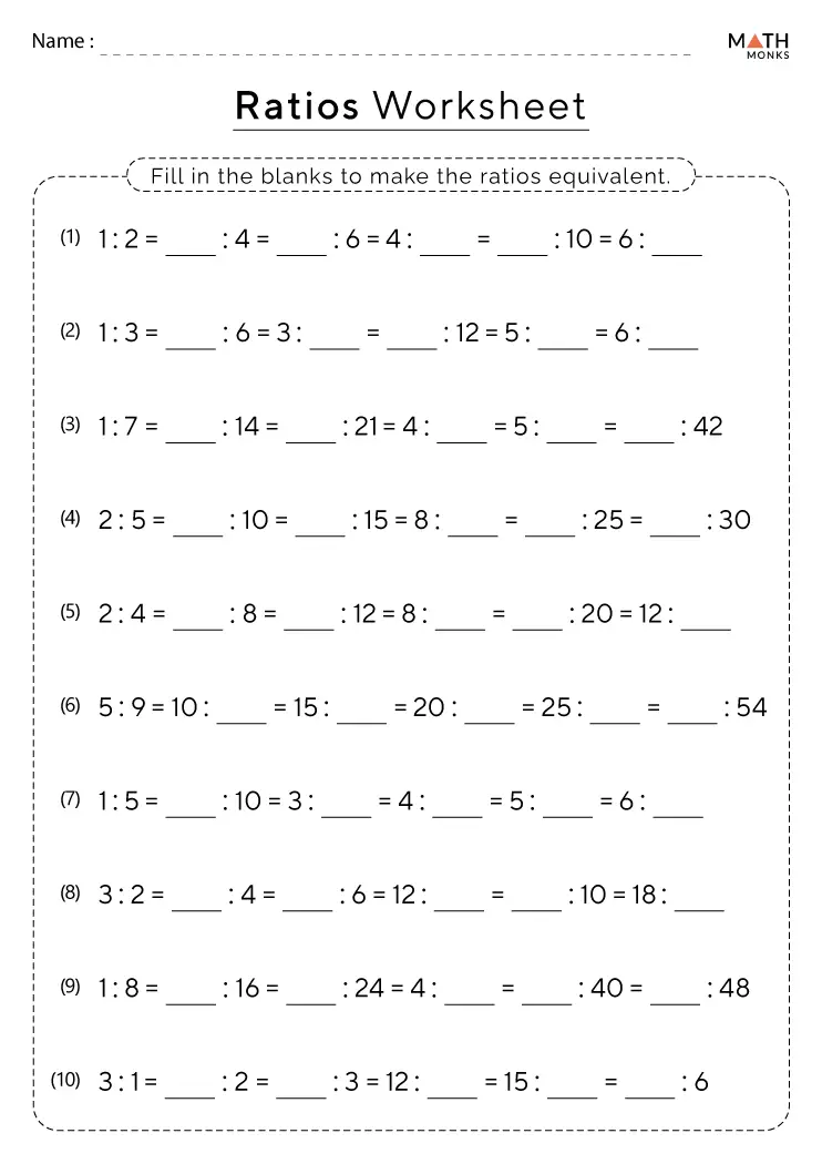 Ratio Worksheets - Math Monks