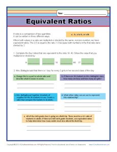 Equivalent Ratios| 6th Grade Ratio Worksheets