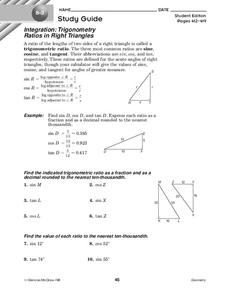 Trigonometry Ratios in Right Triangles Worksheet for 10th Grade ...