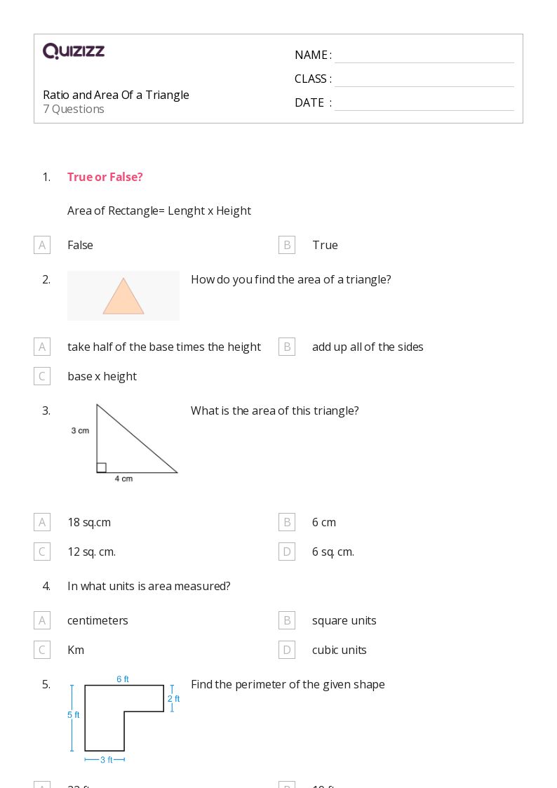 50+ Area of a Triangle worksheets for 3rd Year on Quizizz | Free ...