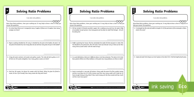 Ratio Word Problems | Teacher-created resource | Twinkl