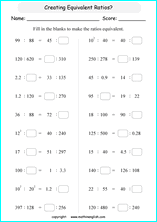 Printable ratio and Proportion worksheets for grade 5 and 6 math ...