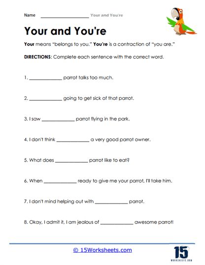 Your vs. Youre Worksheets - 15 Worksheets Library