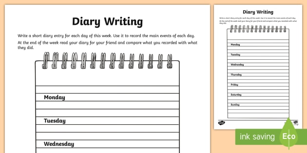 Diary Writing Worksheet / Worksheet (Lehrer gemacht)