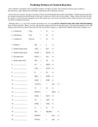 reaction products worksheet answers