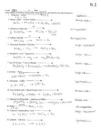 Balance Equations and Predict Reactions Worksheet Key | Exercises ...