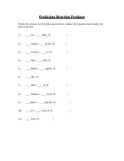 reaction products worksheet answers