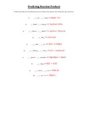 Predicting Reaction Products Worksheet.pdf - Predicting Reaction ...