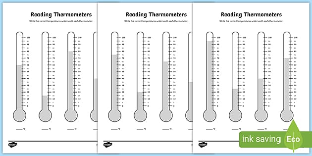 Reading a Thermometer Worksheet Activity | Math Resources
