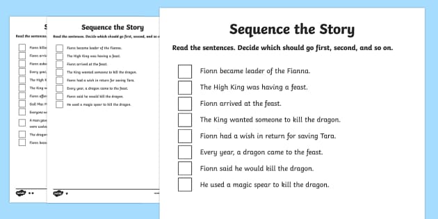 Fionn and the Dragon Read and Sequence Worksheet / Worksheet ...