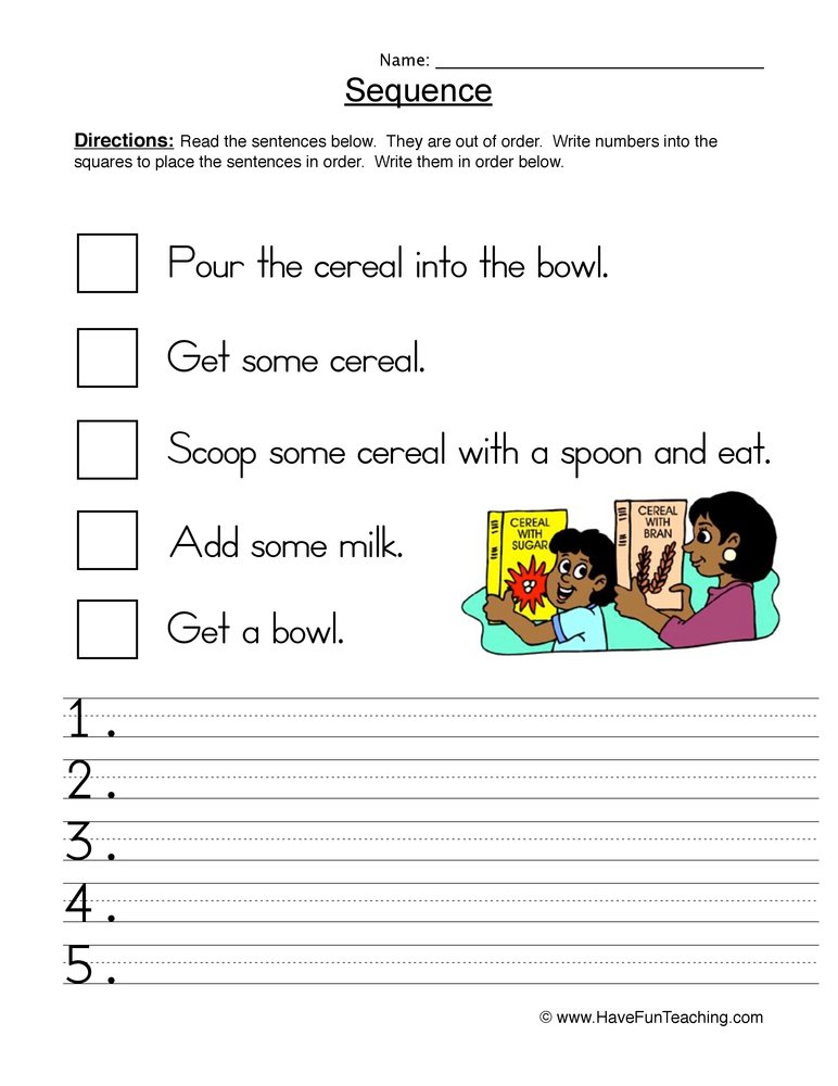 Morning Routine Sequence Worksheet